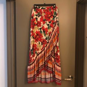 Anthropologie Floral Wrap Skirt